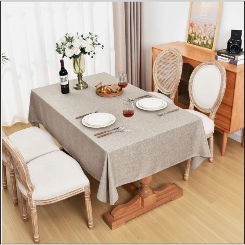 Fitable Nature Faux Linen Tablecloths Rectangle 60 x 84 Inch for 4-6 Foot Tables